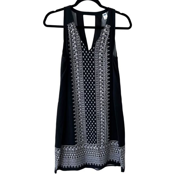 Old Navy Womens Boho Bandana Print Shift Dress Black White Size Medium Country - Picture 1 of 4